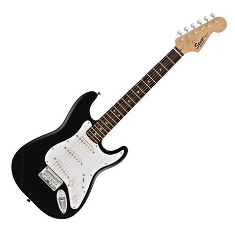 squier  fender mini stratocaster  size electric guitar black  gearmusiccom
