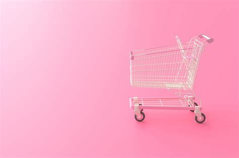 premium photo pink shopping cart