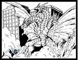 Ghidorah Godzilla Adora Monsters Almightyrayzilla Attacks Colouring Drawing Lineart Px sketch template