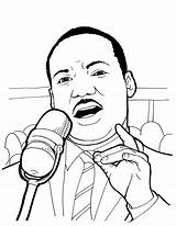 Luther Martin King Jr Coloring Pages Mlk Printable Print Speaking Mic sketch template