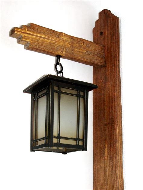 hand  rustic wood lantern pole wall mounted  rustic furniture hut custommadecom