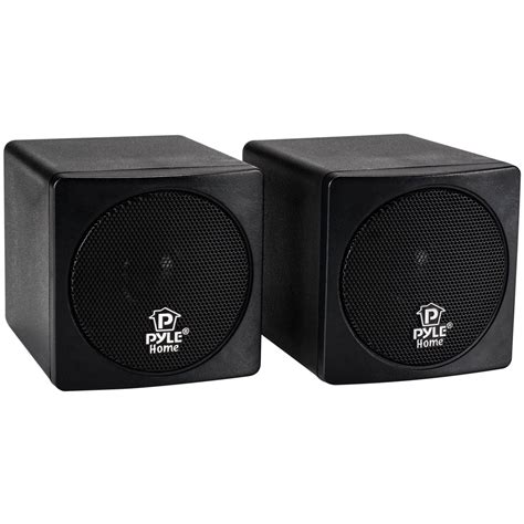 pyle pcbbk   watt mini cube speaker pair black ebay