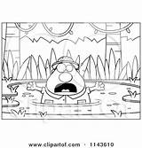Drowning Quick Sand Coloring Clipart Explorer Cartoon Chubby Cory Thoman Outlined Vector 2021 Clipartof sketch template