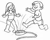 Coloring Pages Kids Sprinkler Playing Summer Fun Clipart Water Clip Cliparts Play Preschoolers Preschool Color Colouring Ii Part Printables Running sketch template