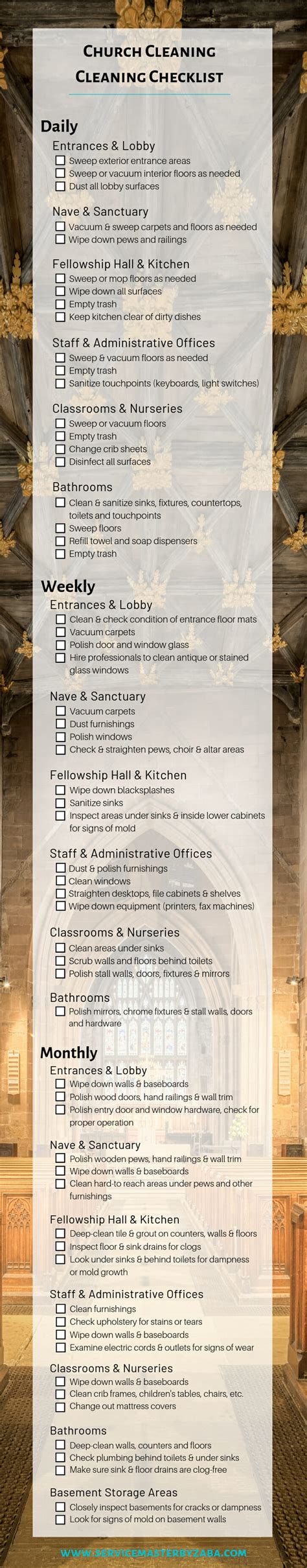 church cleaning checklist daily weekly monthly guidelines