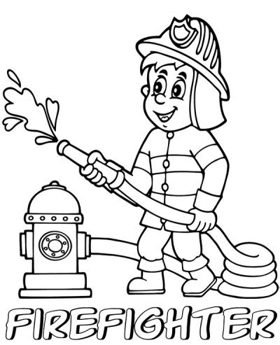 coloring page firefighter  work printable images professions