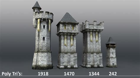 medieval castle towers wall  model