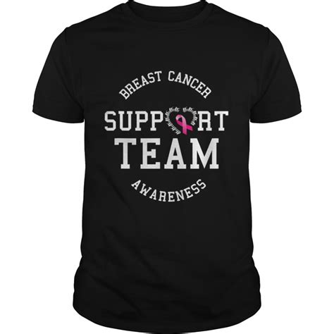 breast cancer support team awareness ribbon pink shirt