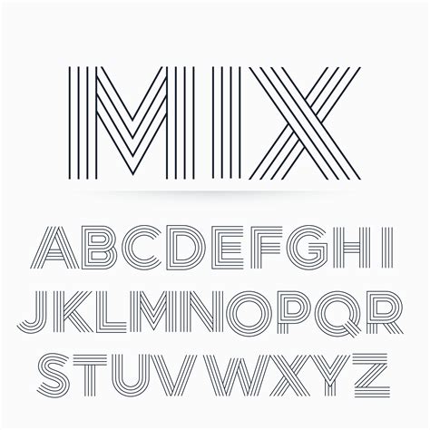 alphabet letter font   stripe style   vector art