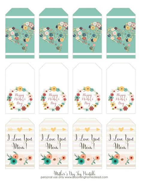 mothers day printable gift tags blooming homestead