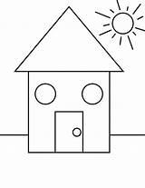 Coloring Shapes House Pages Sun Shape Preschool Under Drawing Color Kids Activities Visit Drawings School sketch template