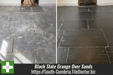 black slate floor milled flat  cleaned  grange  sands south cumbria stone