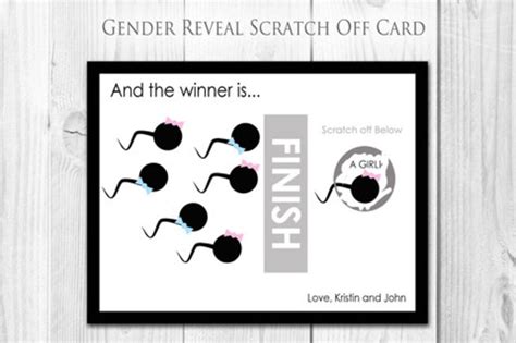 funny sperm race gender reveal scratch off cards 4 cards and etsy