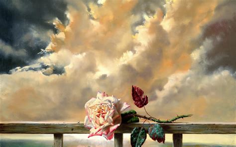Mood Flowers Sky Clouds Bokeh Art Paintings Love