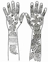 Henna Coloring Hand Mehndi Designs Drawing Pages Hands Mandalas Tattoos Mehendi Adult Simple Clipart Cool Clip Print sketch template