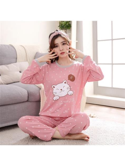 Topumt 2pcs Women Long Sleeve Pajama Sets Loose Sleepwear Nightwear