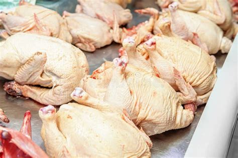 fresh homemade chicken carcass   counter   meat pavilion raw