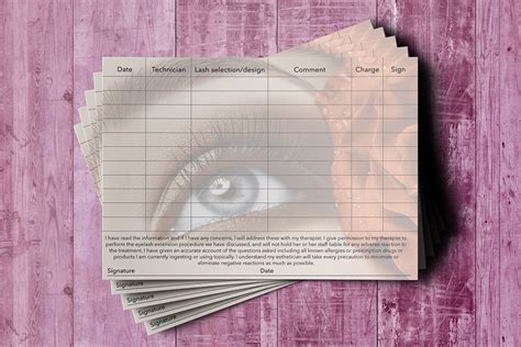 eyelash extension client record card  premium treatment
