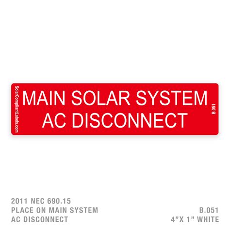 ac disconnect  label solar compliant labels