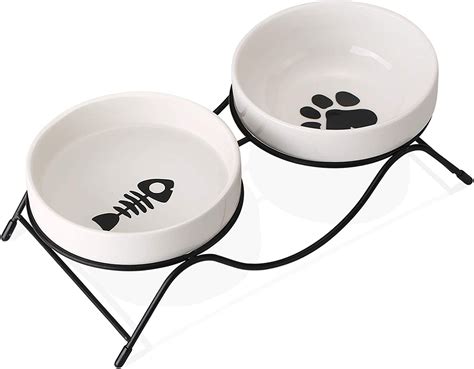 aceelite cat food bowls elevated cat bowls  food  water  oz ceramic pet dishes bowls