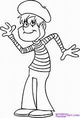 Mime Coloring French Cartoon sketch template
