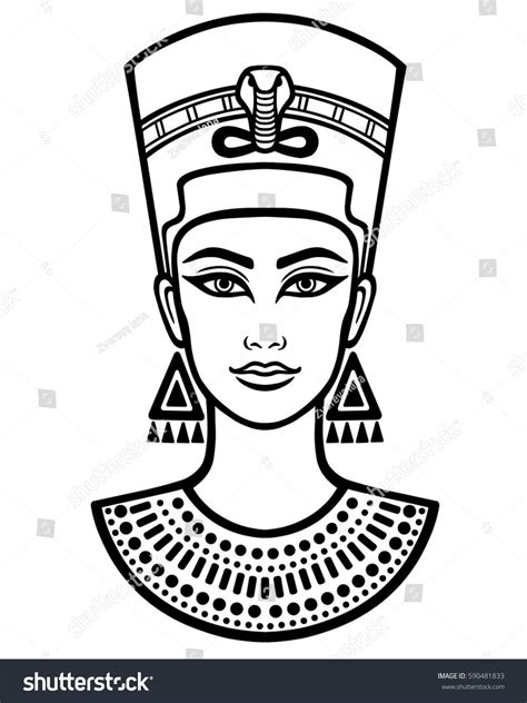 vetor stock de animation portrait beautiful egyptian woman black livre