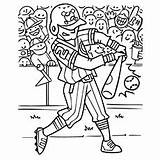 Baseball Coloring Pages Ball Hitting Boy Trophy Kids Toddlers Playing sketch template