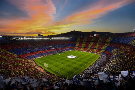 fc barcelona spain stadium camp nou soccer soccer field soccer clubs champions league sunset