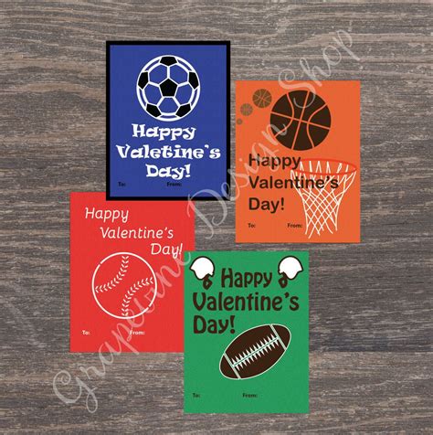 kids sports valentine cards instant  printable  children