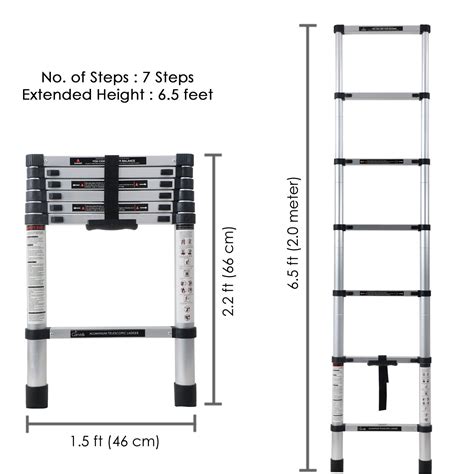 aluminium corvids  ft compact telescopic ladder    steps size  meter id