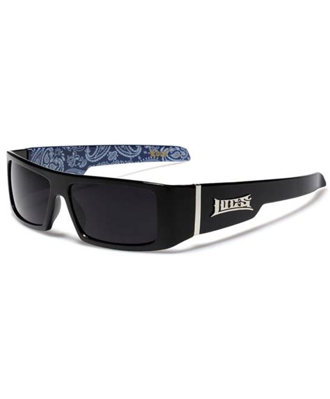 Original Gangster Rectangle Sunglasses Black Blue Bandana Print