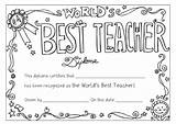 Teacher Coloring Diploma Appreciation Pages Printable Week Kids Award Worlds Certificate Teachers Sheets Ever Card Cards Printables Print Awards Students sketch template