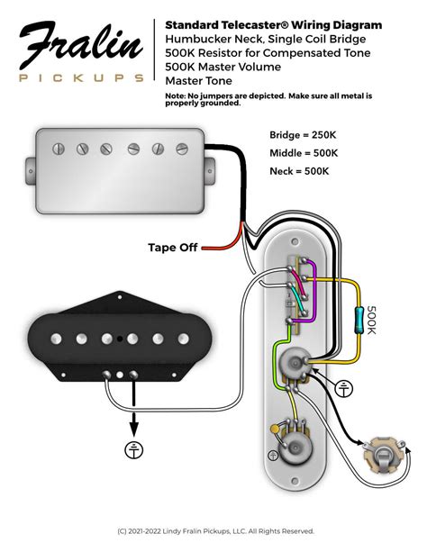 hs telecaster wiring diagram version  fralin pickups