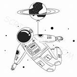 Spaceman Astronaut sketch template
