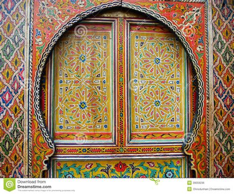 traditional colourfully painted moroccan door stock photo image