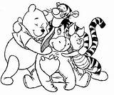Pooh Winnie Coloring Pages Bear Hug Fall Friends Color Hugging Disney Printable Baby Cute Rabbit Kids Pdf Print Colouring Sheets sketch template