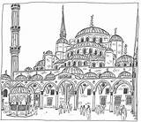 Camii Sultanahmet Moschee Cami Türkei Basteln Gravur Blaue Zeichnung Süleymaniye sketch template