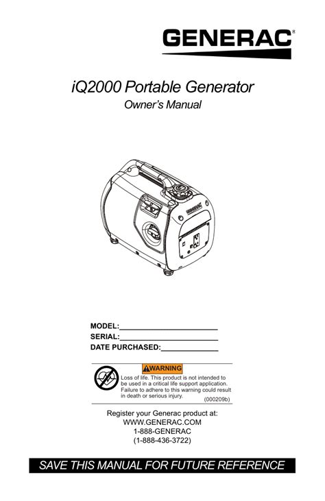 generac iq  portable generator manual manualzz