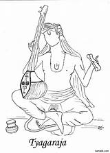 Carnatic Music Tyagaraja Coloring Pages Instruments Mridangam Veena Story Goddess Color sketch template