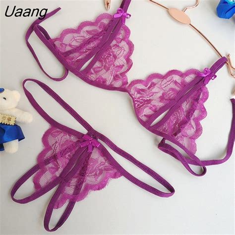 uaang sexy costumes lingerie set lace bra top and sex g string exotic