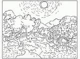 Coloring Famous Pages Printable Gogh Van Artwork Paintings Vincent Artists Olive Color Sky Scream Coloriage Painting Adult Trees Kids Landscape sketch template