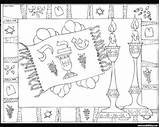 Shabbat Coloring Pages Jewish Shalom Colouring Mat Kids Template Sheets sketch template