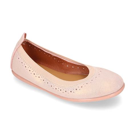 Shiny Suede Leather Ballet Flat Shoes With Elastic Band And Perforated