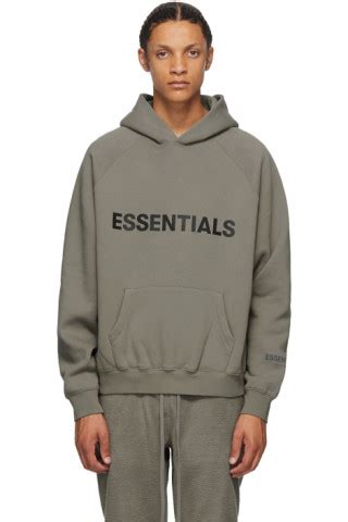 essentials grey pullover hoodie ssense
