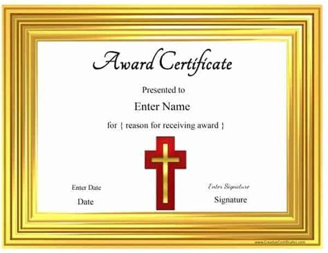 religious certificate templates  printable templates