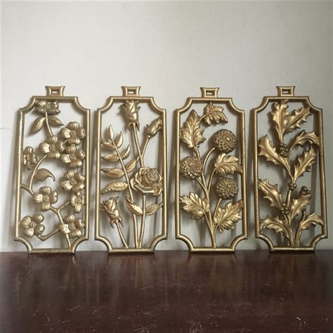 Vintage Sexton Gold Four Seasons Floral Wall Decor Chairish