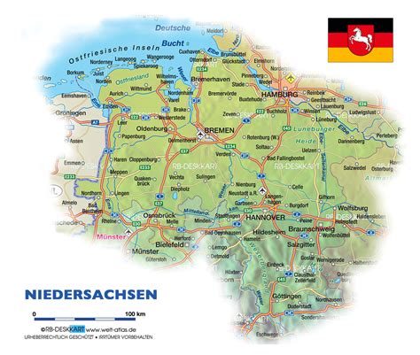 karte von niedersachsen deutschland karte auf welt atlasde atlas der welt