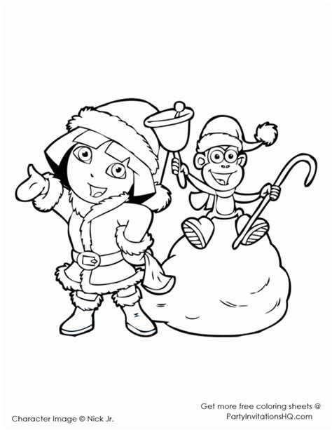 dora christmas coloring pages coloring home