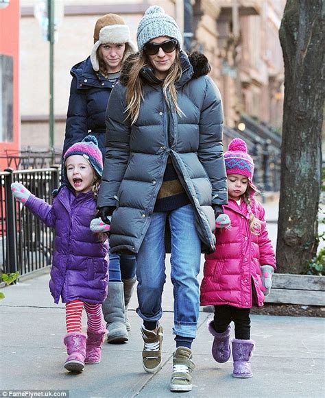 sarah jessica parker and her twins bundle up in matching