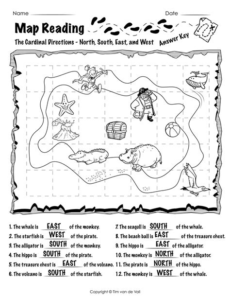 printable map reading worksheets tims printables